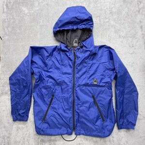 Sierra Designs Jacket Mens L Blue Windbreaker Hooded Lined Full Zip Pockets